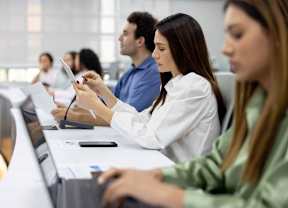 Student using digital tablet