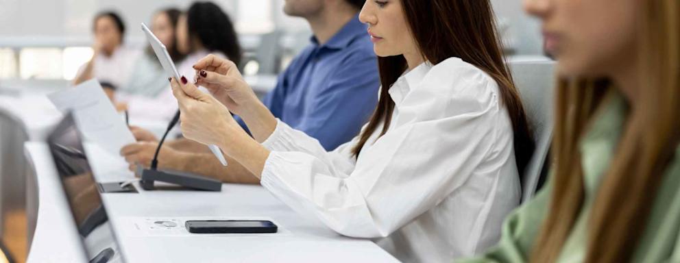 Student using digital tablet